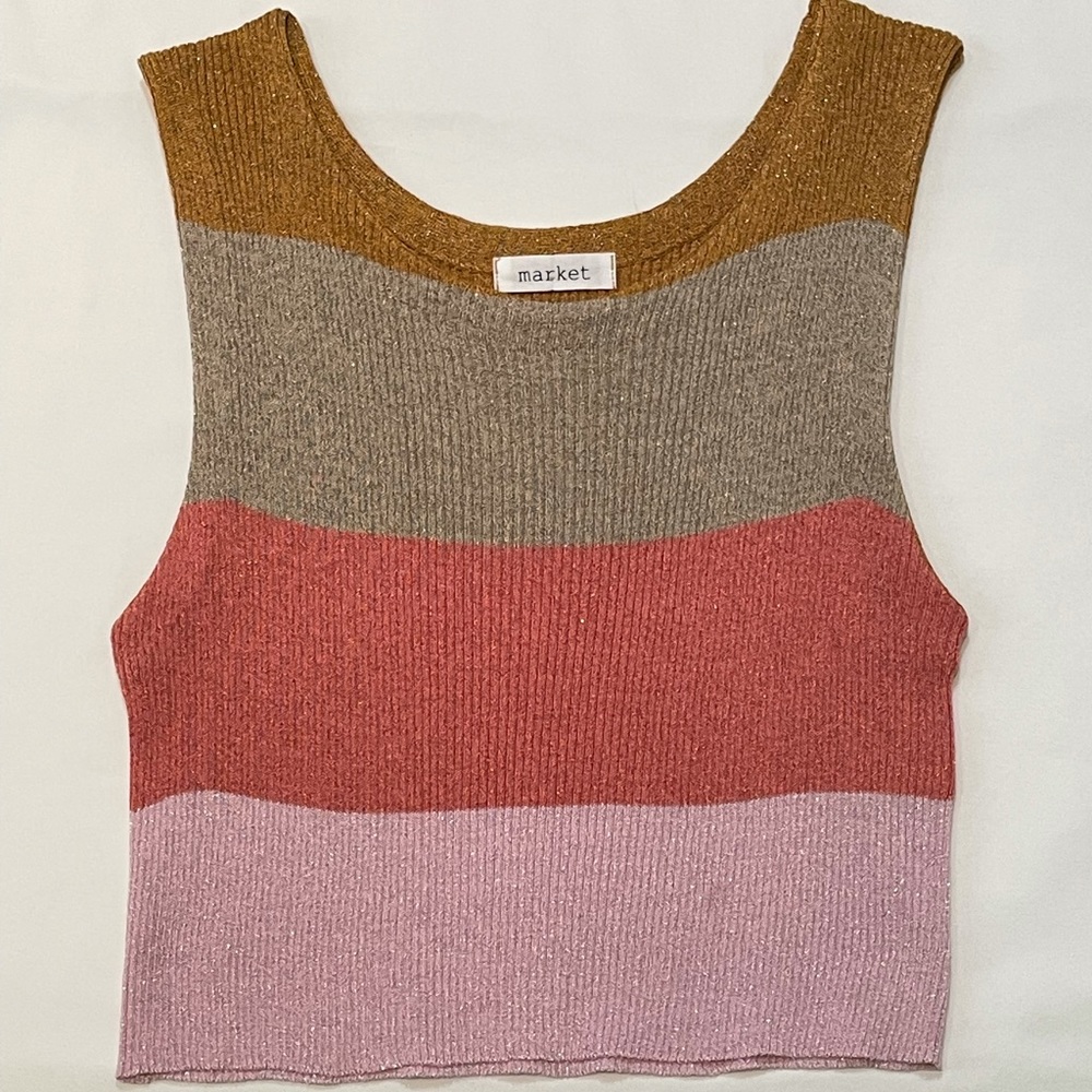 Miami boutique Market, cropped tank metallic thread, brand new